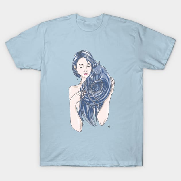 Purrrfect love (blue version) T-Shirt by lauraargh